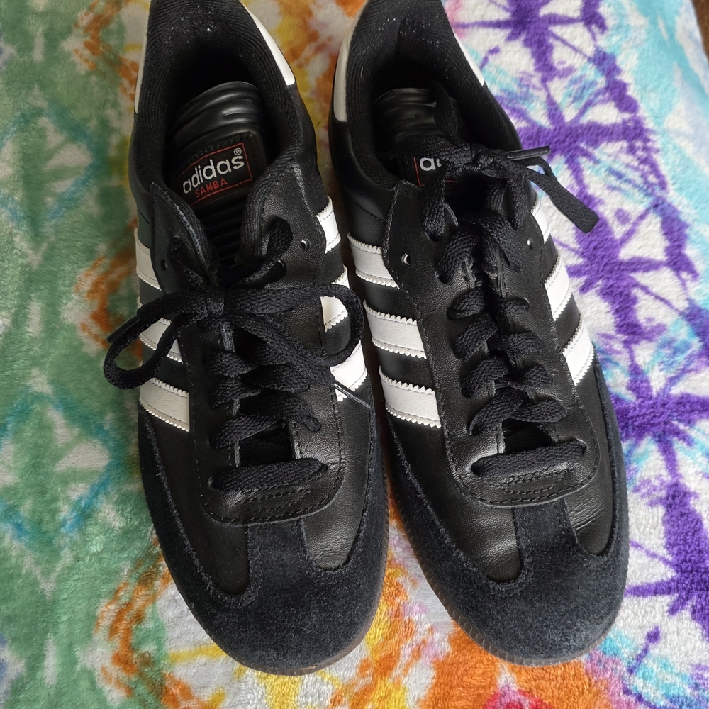 Adidas Men's Black Sneakers with White Stripes